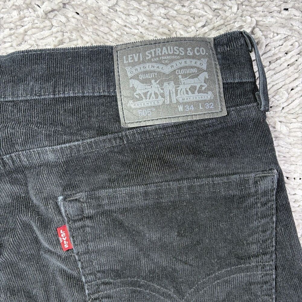 Levis 505 Corduroy Pants Mens 34x32 Black Preppy Chino Business Casual Textured